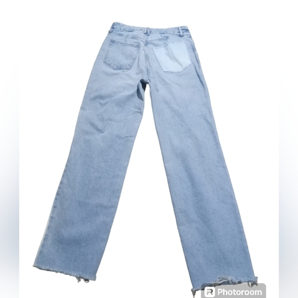 Good American 90s Two Tone Busted Knee Relaxed Fit High Waist Size 8/29 - Picture 10 of 11